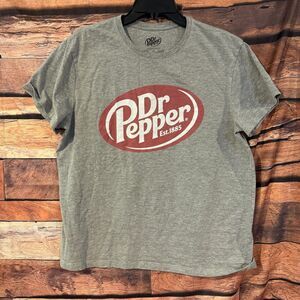 Dr Pepper T-Shirt Men's Gray XL Cotton Blend Graphic Print Short Sleeve
